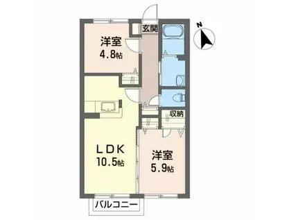 100エーカーの森(2LDK/2階)の間取り写真
