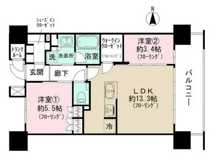 パークホームズ大濠公園フロント(2LDK/2階)の間取り写真