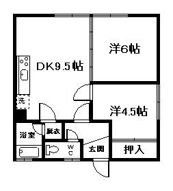 北野マンション(2DK/2階)の間取り写真