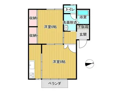 アスティオン城西(2K/1階)の間取り写真