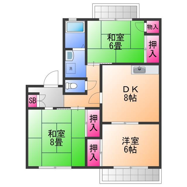 フレグランス川崎(3DK/2階)の間取り写真