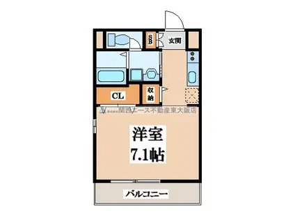 グレースA(1K/4階)の間取り写真