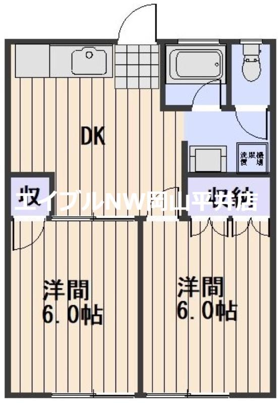 山田アパート(2DK/2階)の間取り写真