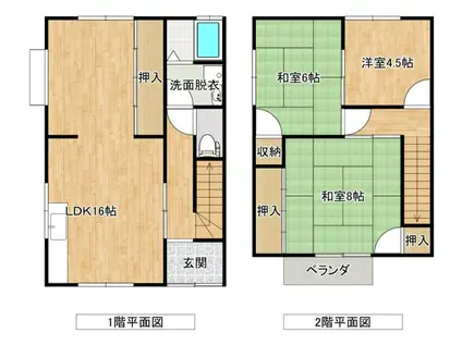 あけぼの二戸一(3LDK/1階)の間取り写真