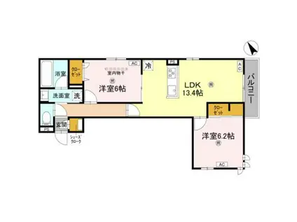 ミュゼリオ(2LDK/2階)の間取り写真