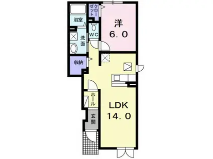 グロリアI(1LDK/1階)の間取り写真