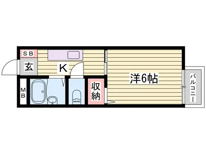 チェルニー英賀保II(1K/2階)の間取り写真