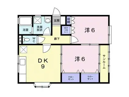 セーラ・クルーD(2DK/1階)の間取り写真