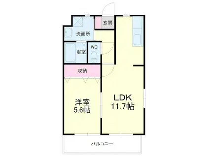 ウイング・イヌイ(1LDK/2階)の間取り写真