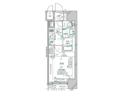 ディアレイシャス名古屋太閤通(1K/2階)の間取り写真