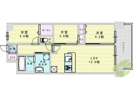 スプランディッド11(3LDK/2階)の間取り写真