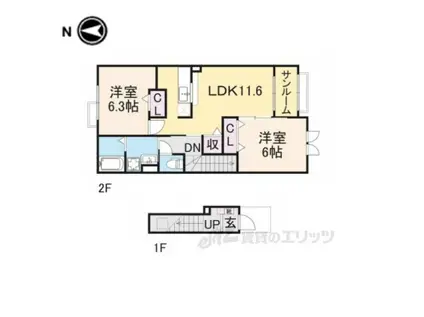 フィーデルブリーゼ2(2LDK/2階)の間取り写真