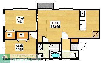 PHOENIX高宮南(2LDK/1階)の間取り写真