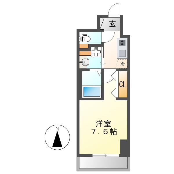 プレイズシード浅間町(1K/2階)の間取り写真