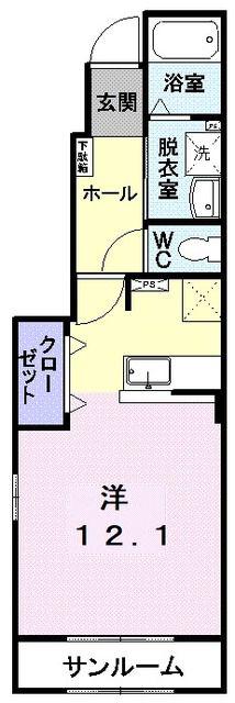 メゾン早坂1番館(ワンルーム/1階)の間取り写真