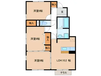 ティエラ C棟(3LDK/1階)の間取り写真