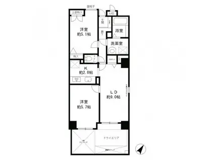 レジディア六本木檜町公園(2LDK/1階)の間取り写真