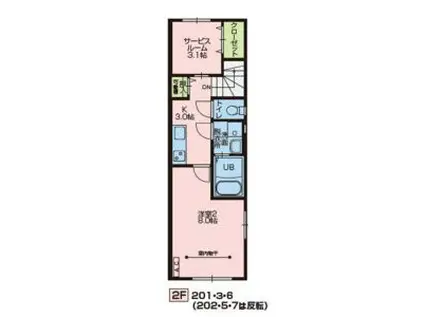 MAISON DE HIBOU D(1K/2階)の間取り写真