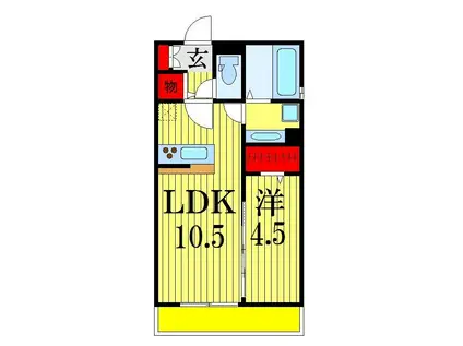 ソラーレ弐番館(1LDK/2階)の間取り写真