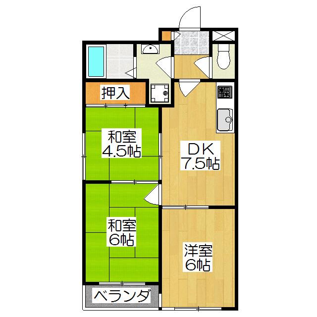 ハウスオブローゼⅢ(3DK/4階)の間取り写真