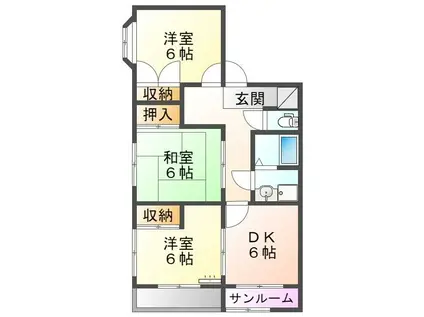 メゾン小松III(2LDK/2階)の間取り写真