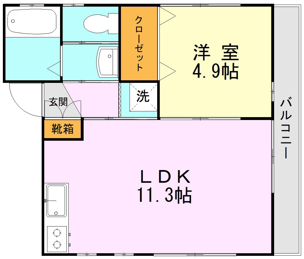 クリスティート保田窪(1LDK/1階)の間取り写真