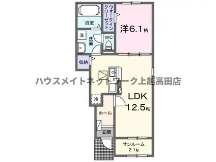 カーサさくらA(1LDK/1階)の間取り写真