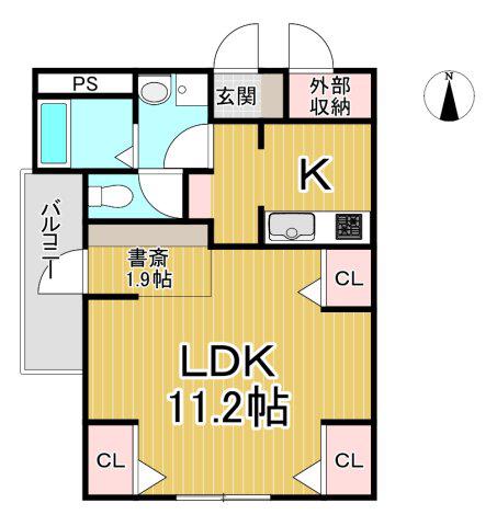 GLANZ COURT JOHN 立花町(ワンルーム/1階)の間取り写真