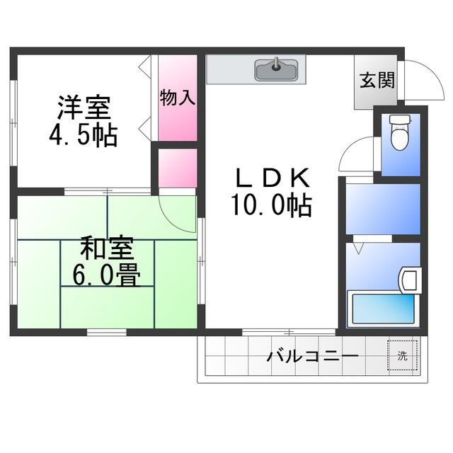 メゾン・ビュー(2LDK/2階)の間取り写真