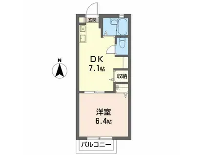 ラピス A棟(1DK/2階)の間取り写真