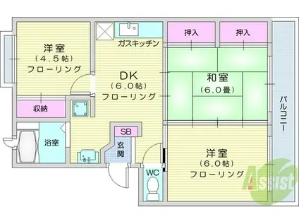 フォーシーズン連坊(3DK/2階)の間取り写真