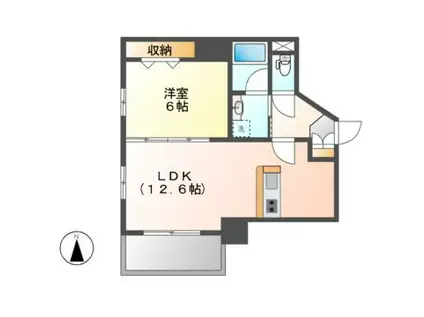ペルテ金山(1LDK/6階)の間取り写真