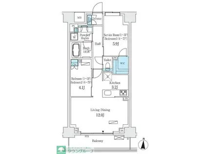 フロンティアレジデンス錦糸公園(2LDK/6階)の間取り写真