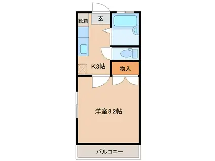 ノーブルカーサ多賀城(1K/1階)の間取り写真