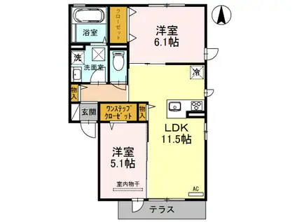 レフィナード(2LDK/1階)の間取り写真