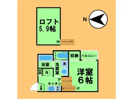 ハーモニーテラス志賀町III(1K/2階)の間取り写真