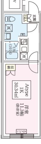 スカイラシクラス小岩(1K/2階)の間取り写真