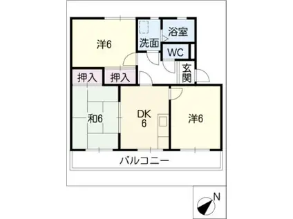 シティ・ナカヤマ B(3DK/2階)の間取り写真