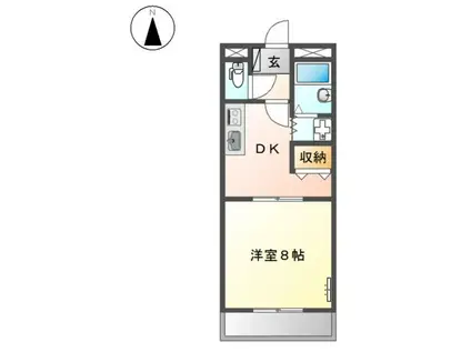 プリッツパレス(1DK/2階)の間取り写真