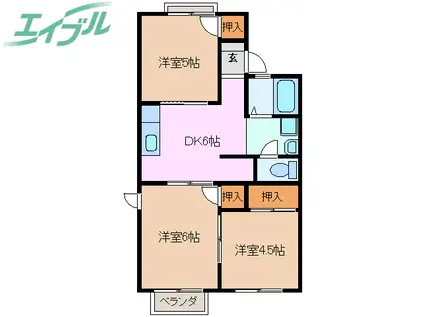 ハイツみやび(3DK/2階)の間取り写真