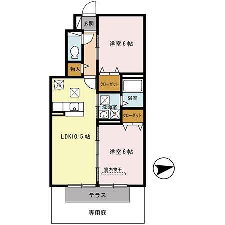 カーサ・ステラ西浜(2LDK/1階)の間取り写真