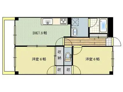 パークサイド西町(2DK/4階)の間取り写真