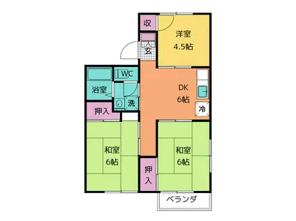 コンフォート中西(3DK/1階)の間取り写真