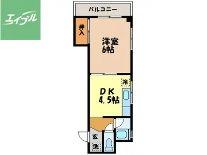 市川ビル(1DK/4階)の間取り写真
