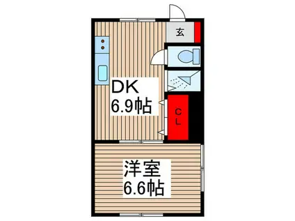 イワモトビル ホワイトコーポラス(1DK/1階)の間取り写真