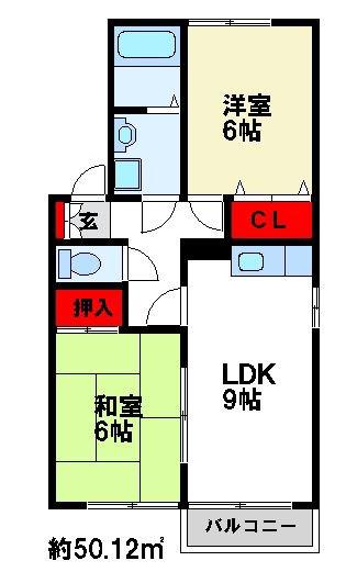 セジュールエスポアール(2LDK/2階)の間取り写真