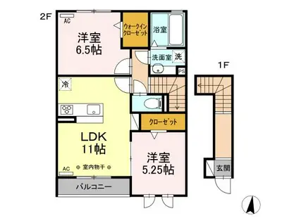 CHAINON B棟(2LDK/2階)の間取り写真