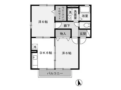 アロース(2DK/2階)の間取り写真