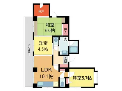 日の出マンション(3LDK/1階)の間取り写真