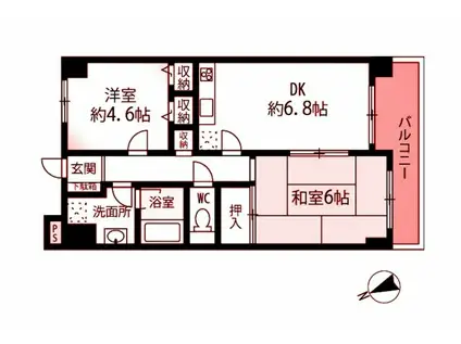 フォレスタ井土ヶ谷II(2DK/1階)の間取り写真